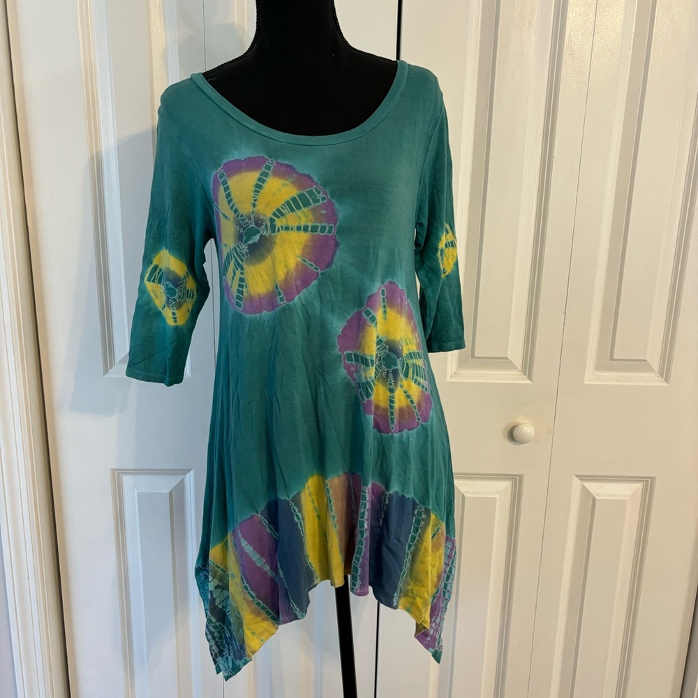 Catalog classics women’s S/M made in India’s tie dye comfy top 3/4 sleeve